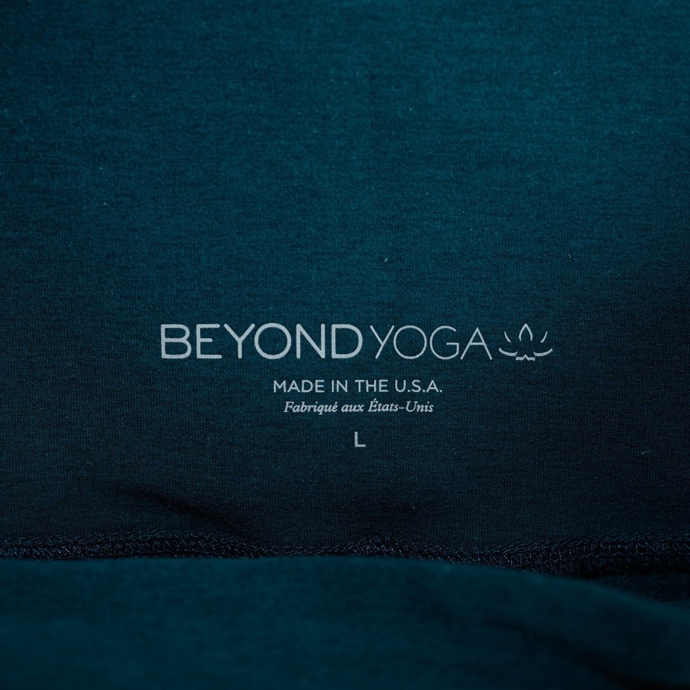 Beyond Yoga Leggings High Waisted Pocket Teal Green Size L Made in USA - Picture 2 of 9